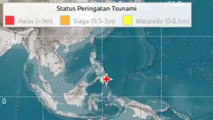 Peringatan dini tsunami di Sulawesi Utara dan Papua akibat gempa M 7,6 di laut Filipina
