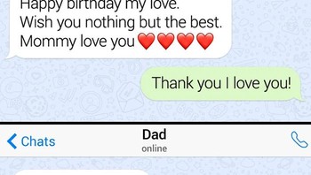 Perbedaan ibu vs ayah saat mengucapkan ulang tahun lewat aplikasi pesan. Foto: Boredpanda