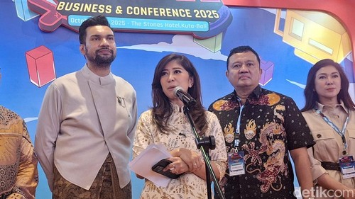 Meutya Hafid dalam acara Indonesia Game Developer Exchage 2025 di Kuta, Bali. Sabtu (11/10/2025). (Fabiola Dianira)