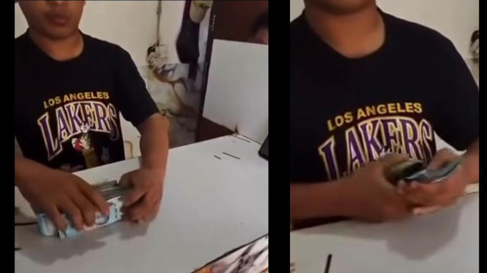 Tangkapan layar aksi curang pegawai money changer di kawasan Ubud, Bali, yang viral di media sosial. (Foto: Tangkapan layar Instagram @hello_gianyar)