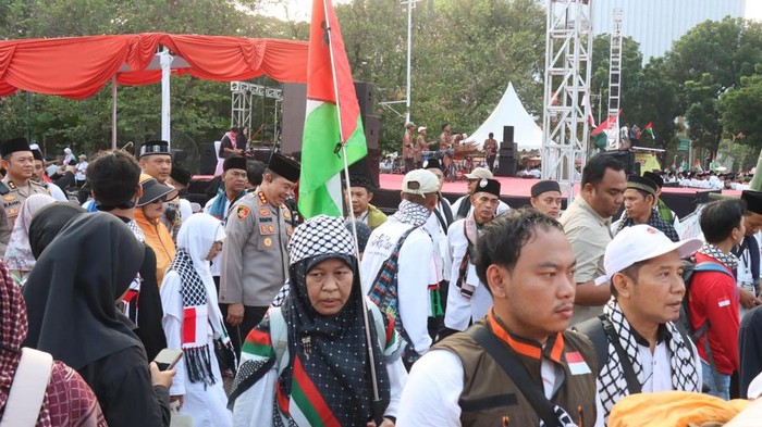 Aliansi Pemuda Indonesia menggelar aksi Solidaritas Pemuda Indonesia untuk Palestina di Monas. (dok.Polres Metro Jakspus)