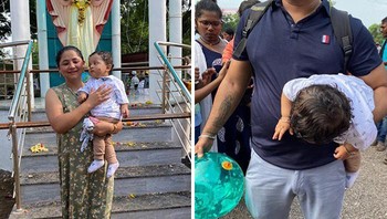 Perbedaan cara menggendong anak antara ibu dan ayah. Foto: (Bored Panda)