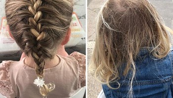Kebanyakan ibu pasti akan menata rambut sang buah hati menjadi lebih rapi. Kalau ayah gimana?Foto: (Bored Panda)