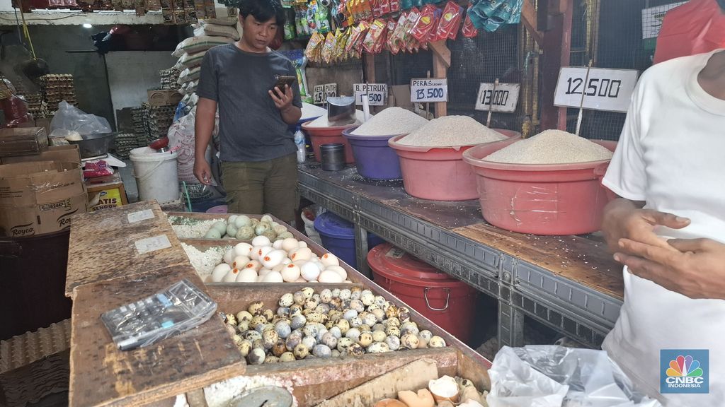 Harga sembako di Pasar Kemiri Muka, Depok, Jawa Barat terpantau normal pada Senin (13/10/2025), (CNBC Indonesia/Chandra Dwi Pranata)