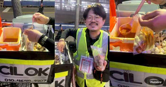 Viral! Pria Korea Jualan Cilok Keliling Naik Sepeda di Ansan