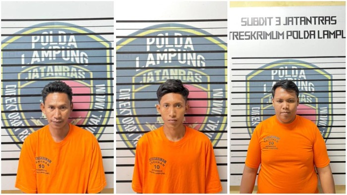 Tampang tiga pelaku pemalakan sopir truk batu bara di Way Kanan saat ditangkap polisi