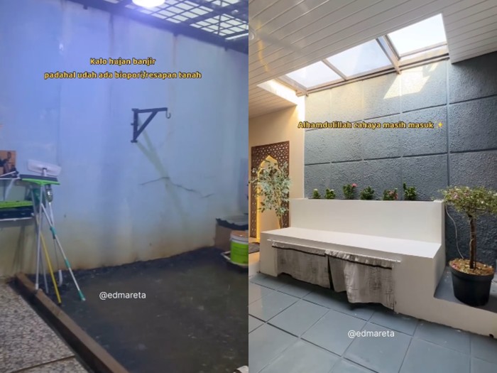 Wanita ini awalnya membangun dapur semi outdoor agar bisa tampil estetis. Namun ia merasa menyesal karena tak sesuai dengan harapan, jika siang banyak debu dan kalau hujan langsung banjir dan bikin dapur berantakan. Postingan curhatan tersebut langsung viral di media sosial