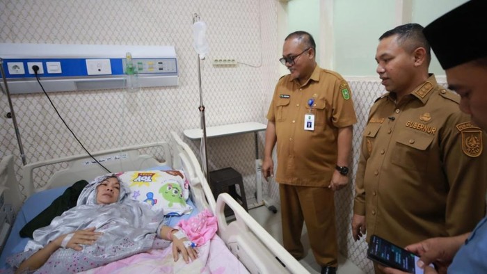 Gubernur Riau dan Plt Kepala Dinas saat mengecek warga sakit beberapa waktu lalu. (Foto: Dok Dinas Kominfotik)