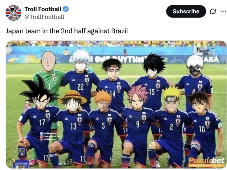 Meme Timnas Jepang Bikin Brasil Merana