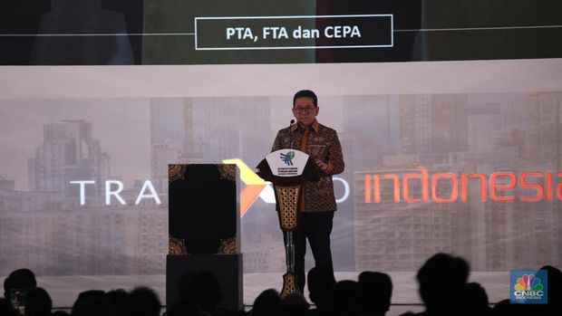 Menteri Perdagangan, Budi Santoso menyampaikan sambutan saat Opening Ceremony Trade Expo Indonesia (TEI) 2025 di ICE BSD, Kabupaten Tangerang, Banten, Rabu (15/10/2025). (CNBC Indonesia/Faisal Rahman)