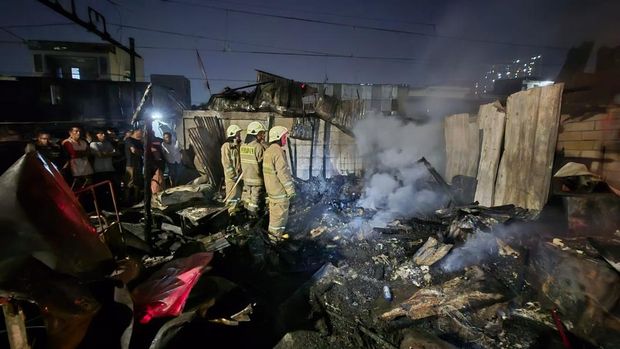 Rumah di Pademangan, Jakarta Utara (Jakut) hangus dilanda kebakaran. Empat orang tewas dalam kejadian tersebut. (dok Damkar Jakut)