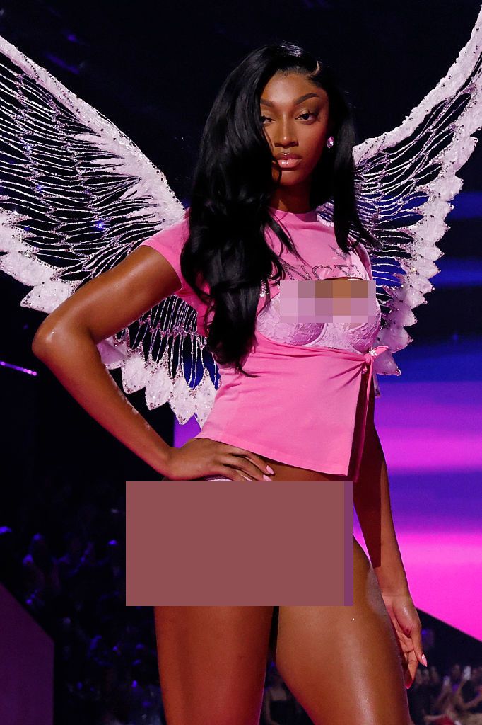 NEW YORK, NEW YORK - OCTOBER 15: Angel Reese walks the runway for Victoria's Secret Fashion Show 2025 on October 15, 2025 in New York City. (Photo by Mike Coppola/Getty Images for Victoria's Secret)