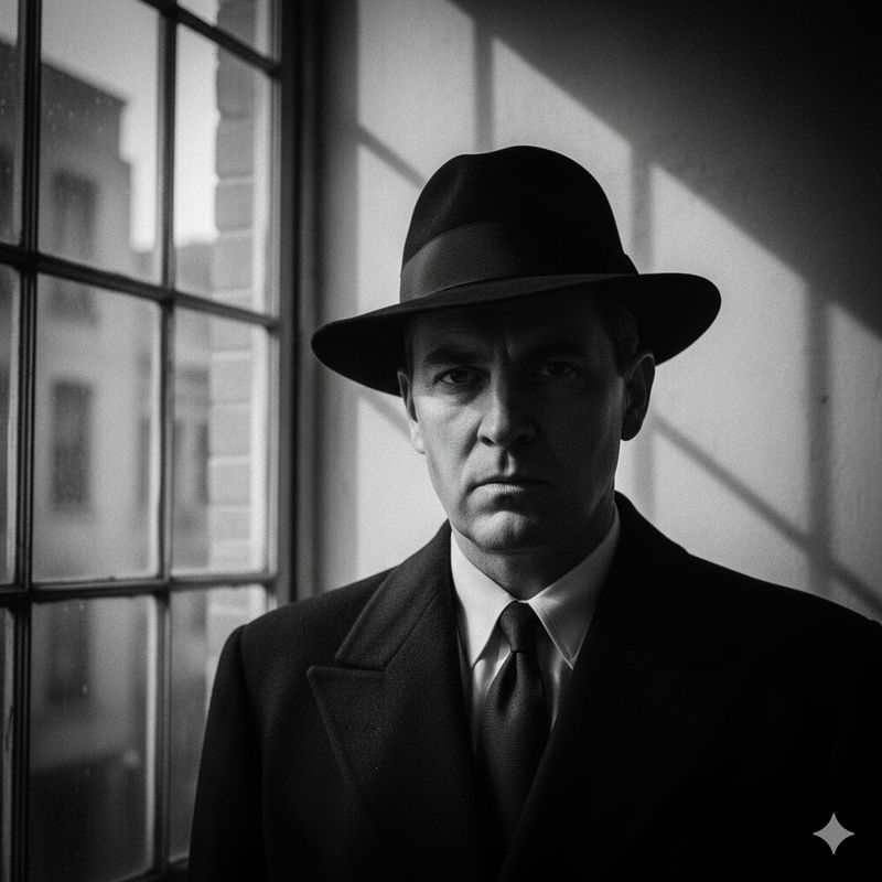 Hasil prompt Gemini AI untuk tema Noir Monokrom.