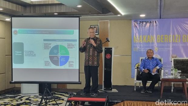 Persatuan Ahli Gizi Indonesia (Persagi) menggelar acara diskusi Program Makan Bergizi Gratis (MBG) bertajuk 'Dinamika dan harapan menuju Indonesia emas 2045'. (Taufiq Syarifudin/detikcom)