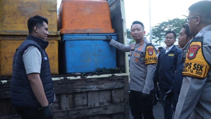 Polres Tangsel menangkap truk penyelundup benih lobster di Curug, Kabupaten Tangerang.