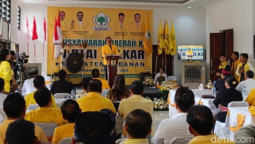 Suasana Musyawarah Daerah (Musda) X Partai Golkar Tabanan di kantor DPD Golkar Tabanan, pada Kamis (16/10/2025). (Foto: Krisna Pradipta/detikBali)