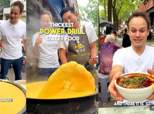 Penjual Bubur Aduk Makanan pakai Bor, Netizen Puji sekaligus Heran
