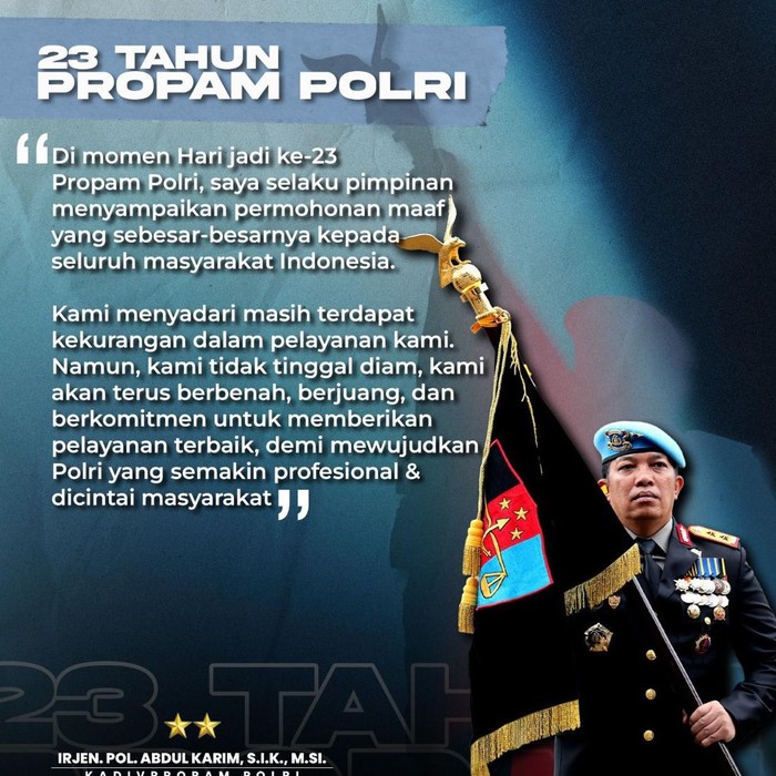 Kadiv Propam Polri Irjen Abdul Karim (Dok istimewa).