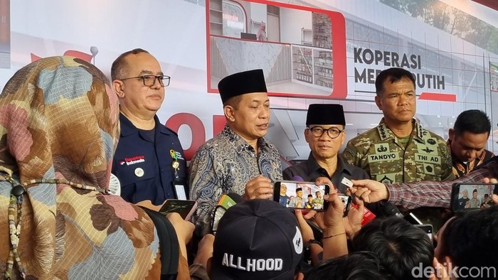 Konferensi pers usai groundbreaking Gerai Kopdes Merah Putih di Bekasi (Taufiq/detikcom).