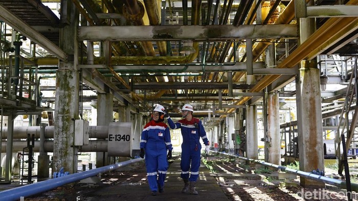 Pekerja mengecek jaringan pipa produksi di kawasan lapangan minyak dan gas Mutiara Field, Zona 9 PT Pertamina Hulu Sanga Sanga (PHSS), Kutai Kartanegara, Kalimantan Timur, Kamis (16/10/2025). Hingga semester pertama tahun 2025, PHSS telah memproduksi 12,7 ribu barel minyak per hari (Bopd) dan 93 juta standar kaki kubik gas. Angka tersebut telah melampaui target produksi tahun ini.