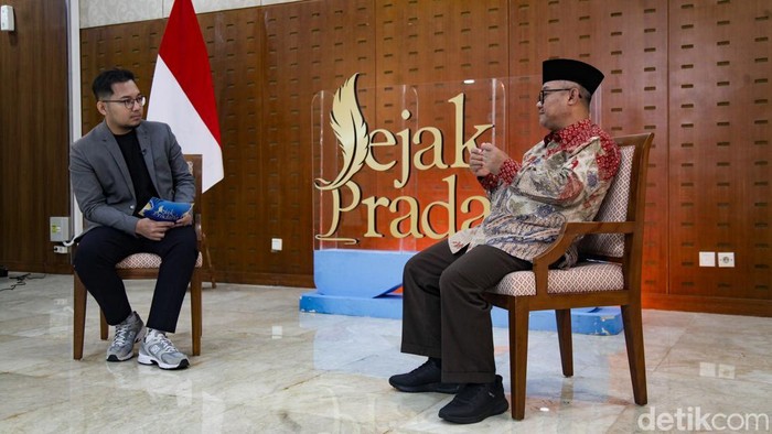 Mendikdasmen Abdul Muti-Jejak Pradana Mendikdasmen Abdul Muti dalam wawancara Jejak Perdana di Jakarta, Jumat (17/10/2025).