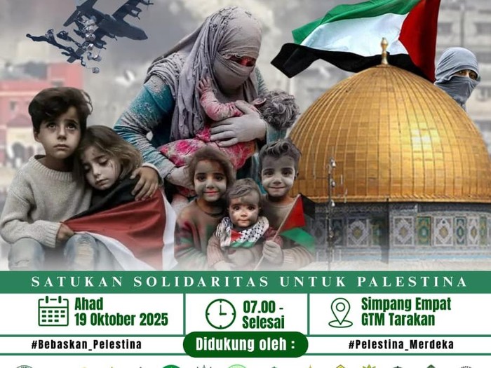 Poster Aksi Solidaritas Peduli Palestina di Tarakan.