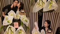 Wanita kelahiran 1996 ini baru saja merayakan ulang tahunnya yang ke-29. Momen sederhananya dibagikan oleh Prilly. Ia tampak mendapatkan kejutan kue cokelat dan bunga dari sang kekasih, Omara Esteghlal. Foto: Instagram/@prillylatucona96