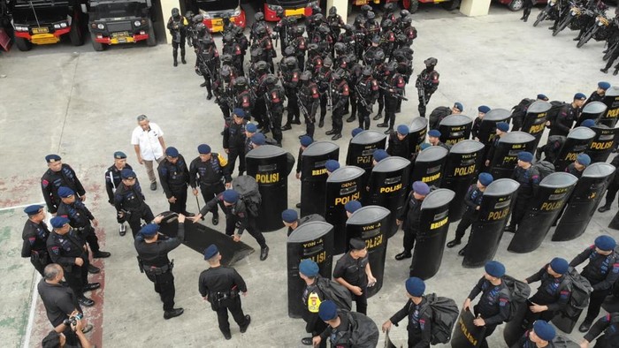 Brimob Polda Metro Jaya menggelar apel kesiapsiagaan.