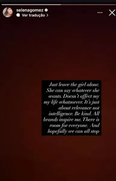 Insta Story Selena Gomez Terkait Pernyataan Hailey Bieber