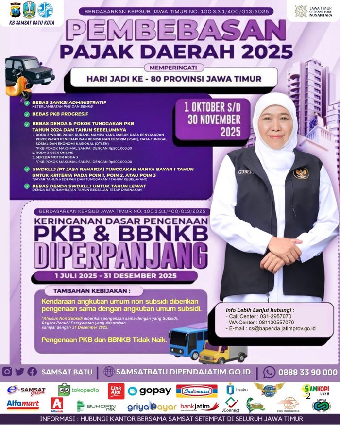 Pembebasan pajak kendaraan Jatim terbaru 2025.