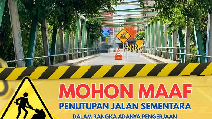 Penutupan jalan di Jalan Pegadaian, Kota Medan