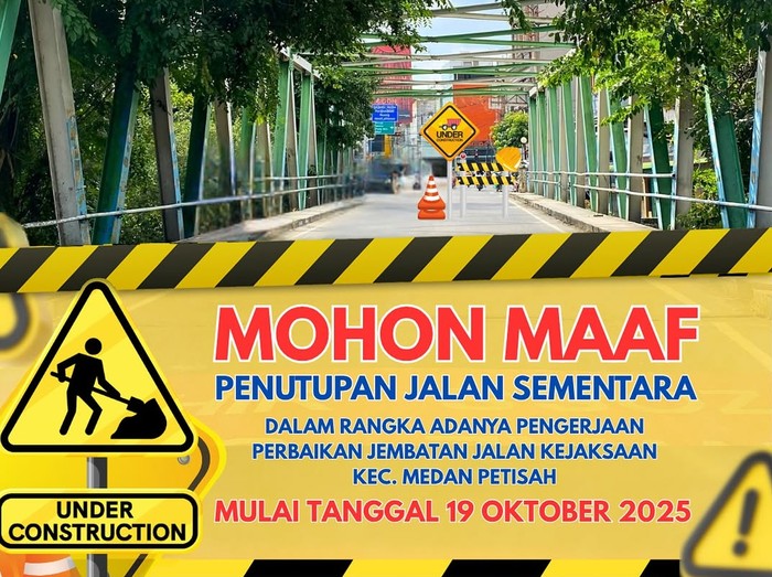 Penutupan jalan di Jalan Pegadaian, Kota Medan