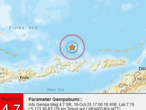 Gempa M 4,7 Guncang Larantuka, Terasa hingga Lembata