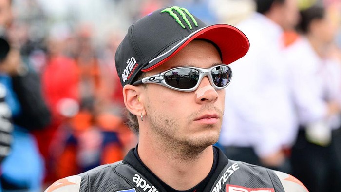 PHILLIP ISLAND, AUSTRALIA - OCTOBER 19: Marco Bezzecchi of Italy riding the Aprilia Racing bike (72) on the grid during the MotoGP race of Australia at Phillip Island Grand Prix Circuit on October 19, 2025 in Phillip Island, Australia. (Photo by Gold & Goose Photography/Getty Images)