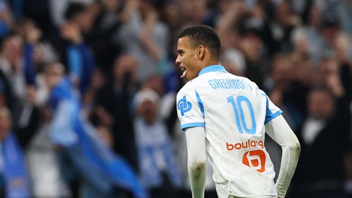 Soccer Football - Ligue 1 - Olympique de Marseille v Le Havre AC - Orange Velodrome, Marseille, France - October 18, 2025  Olympique de Marseilles Mason Greenwood celebrates scoring their second goal REUTERS/Manon Cruz