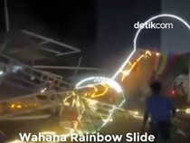 Kepanikan Pengunjung Saat Wahana Rainbow Slide di Pasar Malam Kalbar Ambruk
