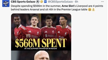 Liverpool kini terjerembab di posisi 4, padahal sudah jor-joran beli pemain. Foto: X.com
