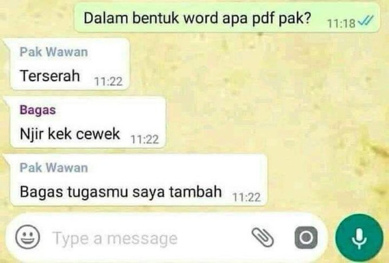 Chat Guru Murid Kocak