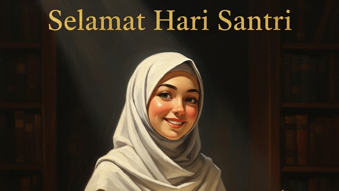 Ilustrasi poster Hari Santri 2025 (Seluruh gambar yang disajikan dalam artikel ini bukanlah visual asli, melainkan kreasi visual yang sepenuhnya dihasilkan oleh kecerdasan buatan Gemini AI).