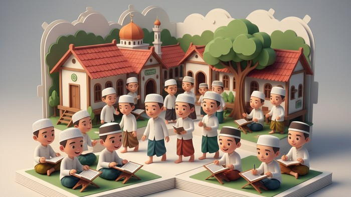 Ilustrasi poster Hari Santri 2025 (Seluruh gambar yang disajikan dalam artikel ini bukanlah visual asli, melainkan kreasi visual yang sepenuhnya dihasilkan oleh kecerdasan buatan Gemini AI).