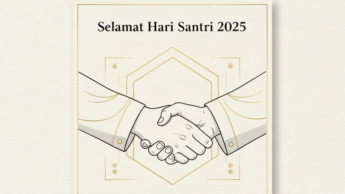 Ilustrasi poster Hari Santri 2025 (Seluruh gambar yang disajikan dalam artikel ini bukanlah visual asli, melainkan kreasi visual yang sepenuhnya dihasilkan oleh kecerdasan buatan Gemini AI).