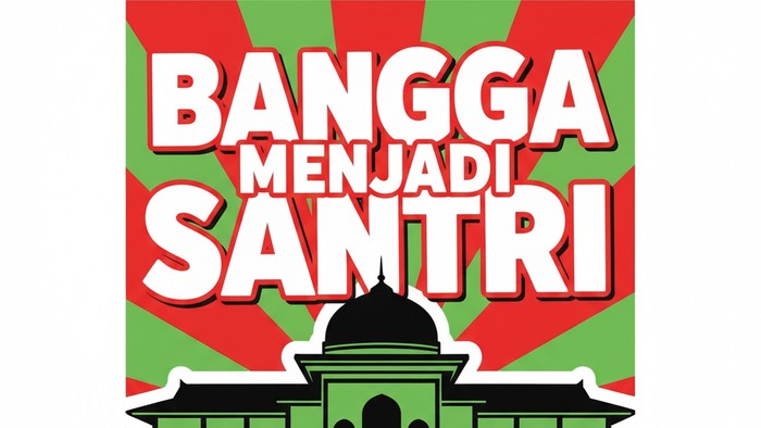Ilustrasi poster Hari Santri 2025 (Seluruh gambar yang disajikan dalam artikel ini bukanlah visual asli, melainkan kreasi visual yang sepenuhnya dihasilkan oleh kecerdasan buatan Gemini AI).