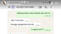 Aktris berusia 29 tahun itu membeberkan isi chat dari oknum yang mengaku Omara. Prilly semula mengerjai penipu tersebut dengan meminta transfer uang. Oknum tersebut membalas chat Prilly dengan banyak alasan tidak bisa melakukan transfer. Foto: Instagram Story @prillylatuconsina96