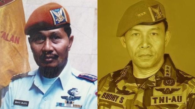 Pendiri Satuan Bravo 90 TNI-AU, Kolonel Wahyu Widjojo dan Marsdya Budhy Santoso