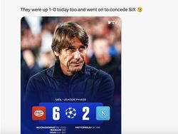 Meme Napoli Dibantai PSV, Conte Dituding Tak Becus di Eropa