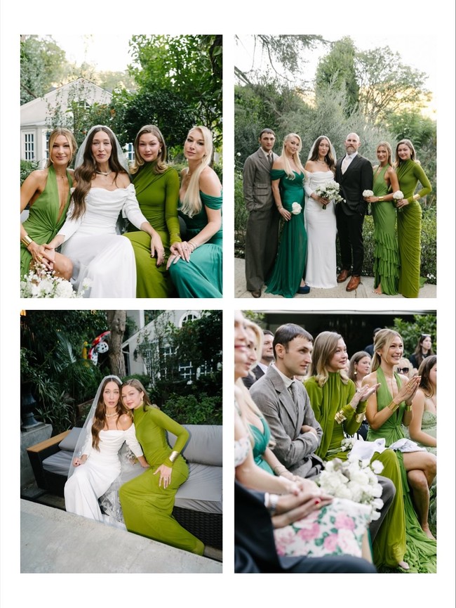 Pada foto-foto pernikahan yang baru dirilis di majalah Vogue British dan akun Instagram fotografer Mango Studios, terlihat tiga adik tiri Alana, Gigi Hadid, Bella Hadid dan Anwar Hadid ikut hadir. Foto: Dok. Instagram lanzybear, mangostudios, britishvogue