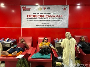 Peringati HUT ke-74 Humas Polri, Polresta Sidoarjo Gelar Donor Darah