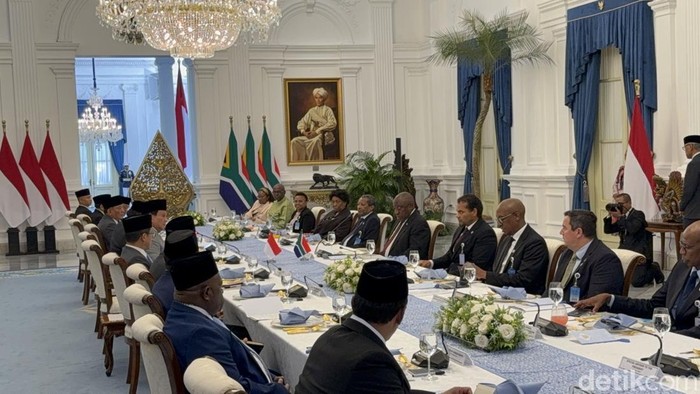 Presiden Afrika Selatan Matamela Cryil Ramaphosa bertemu Presiden Prabowo Subianto di Istana, Jakarta, Rabu (22/10/2025), dalam kunjungan kenegaraannya.