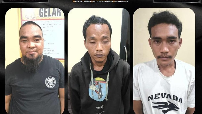 Tampang ketiga pelaku pengeroyokan dan penembakan terhadap sopir angkutan umum di Banyuasin.