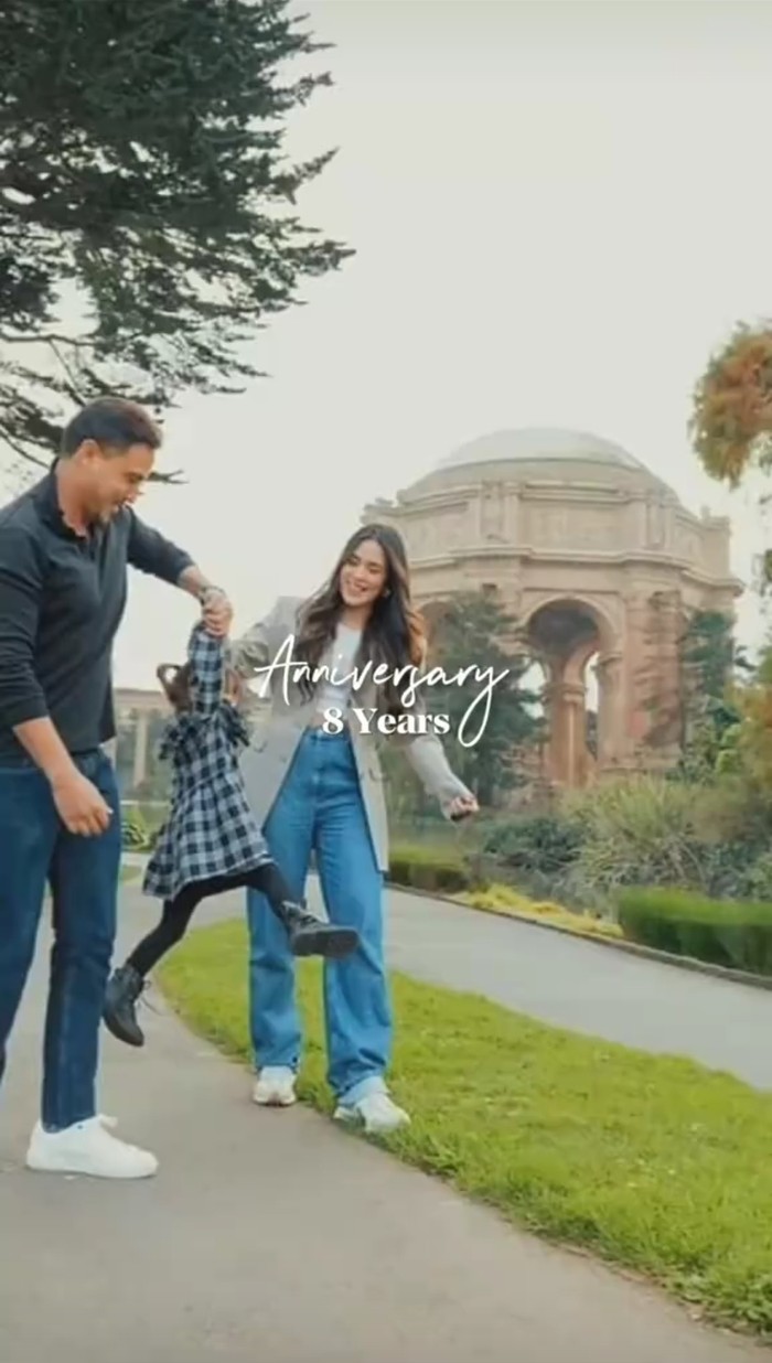 Foto dalam kolase yang diunggah Hamish Daud dalam rangka anniversary ke-8 pernikahan dengan Raisa.